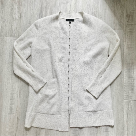 Banana Republic Heathered White Wool Cardigan M - Picture 2 of 5